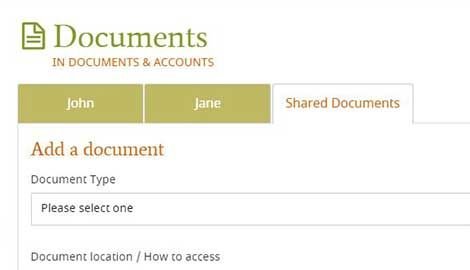 My Life & Wishes Documents screen
